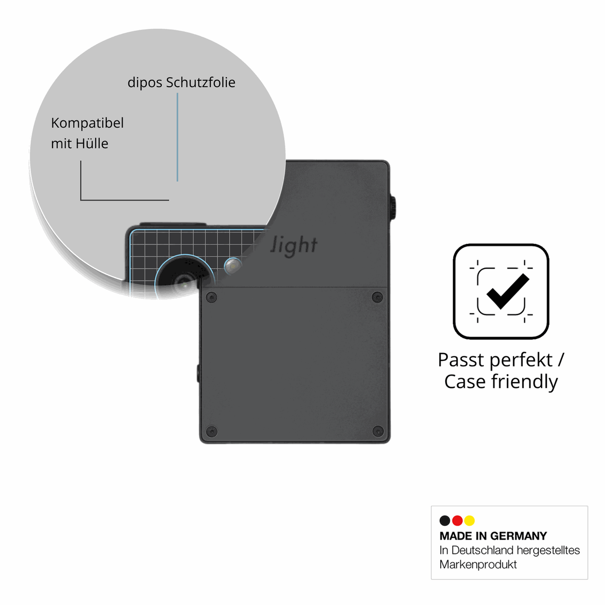 Schutzfolie mit optimaler Passform, zur Verwendung mit Hüllen geeignet
