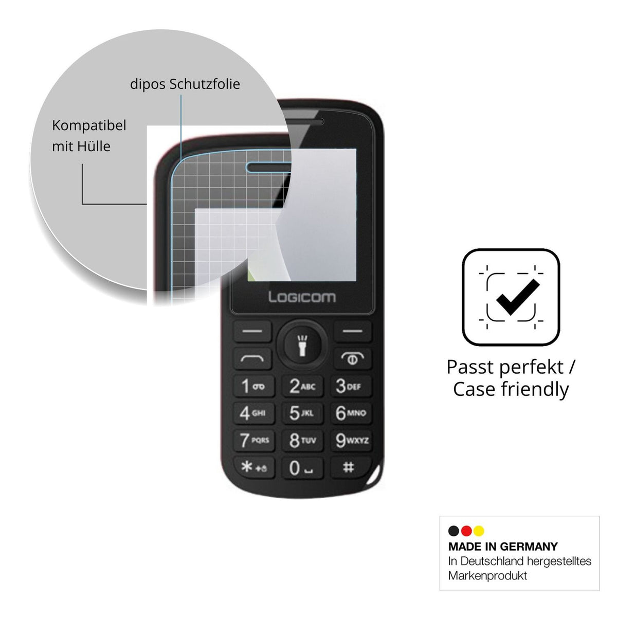 Schutzfolie mit optimaler Passform, zur Verwendung mit Hüllen geeignet