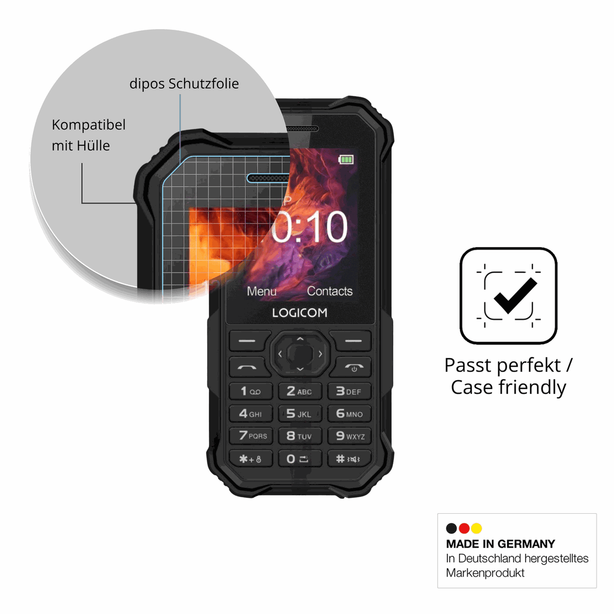 Schutzfolie mit optimaler Passform, zur Verwendung mit Hüllen geeignet