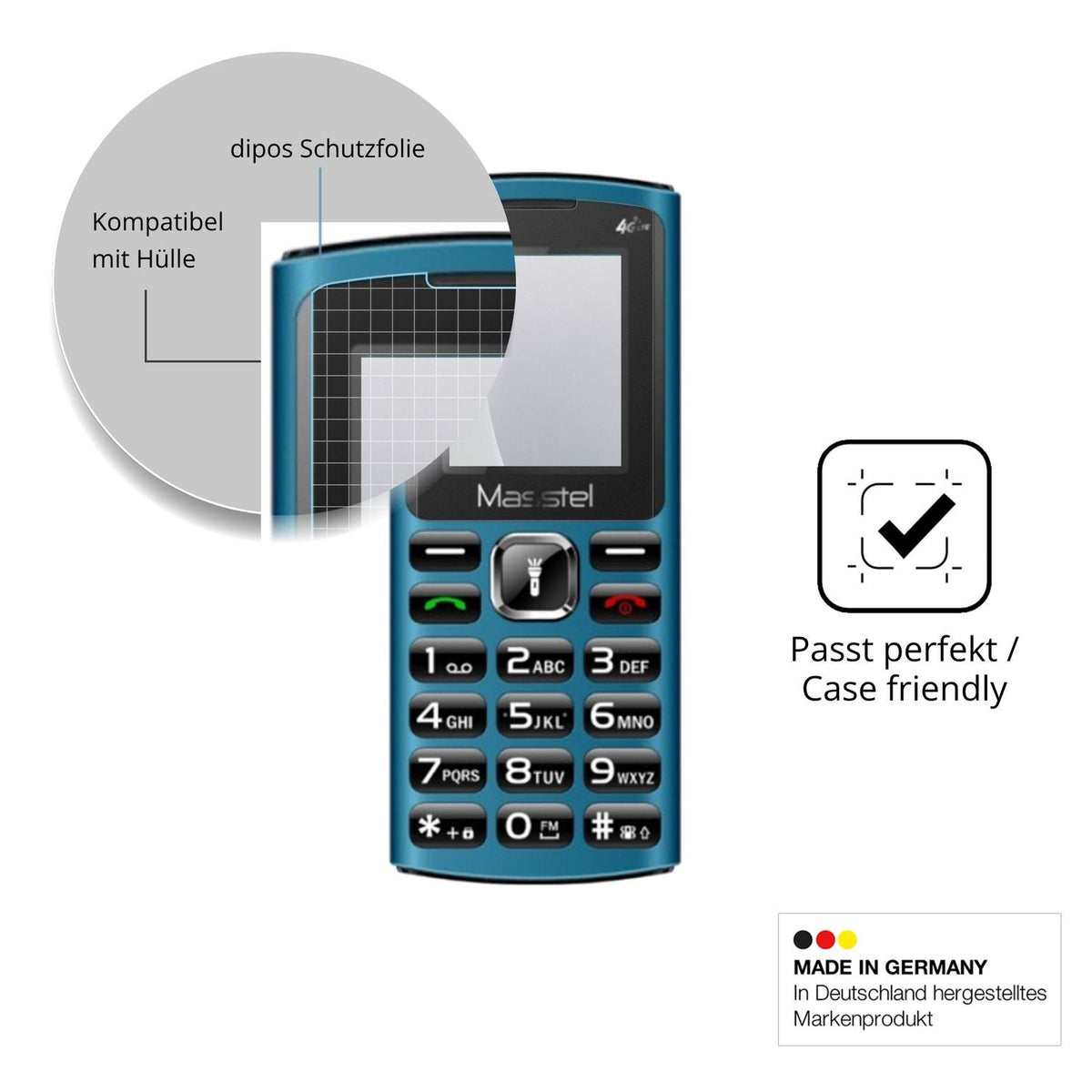 Schutzfolie mit optimaler Passform, zur Verwendung mit Hüllen geeignet