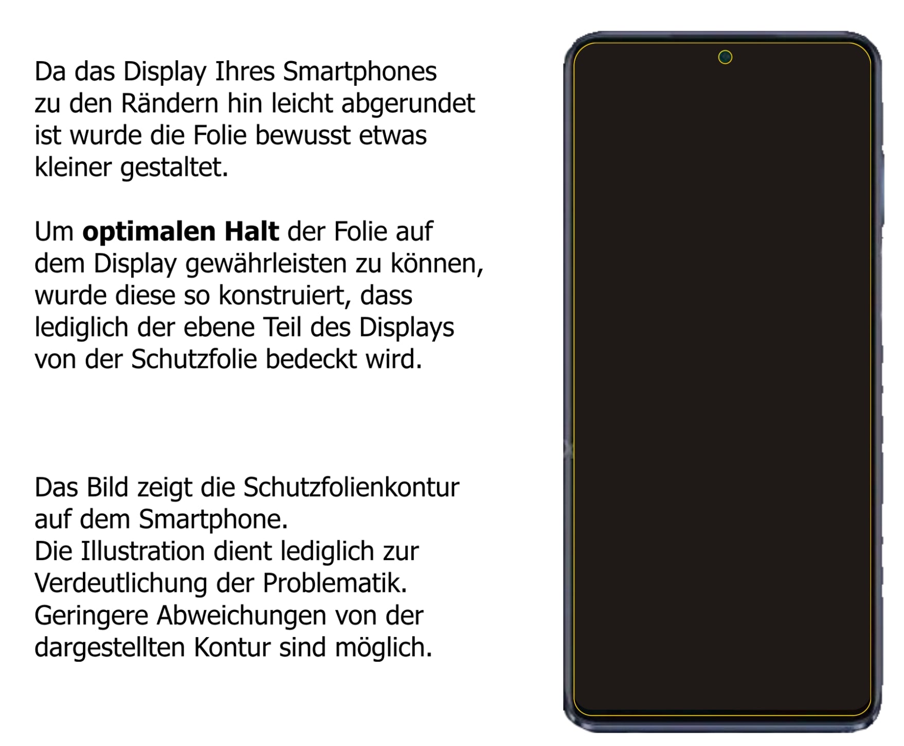 Schutzfolie mit optimaler Passform, zur Verwendung mit Hüllen geeignet