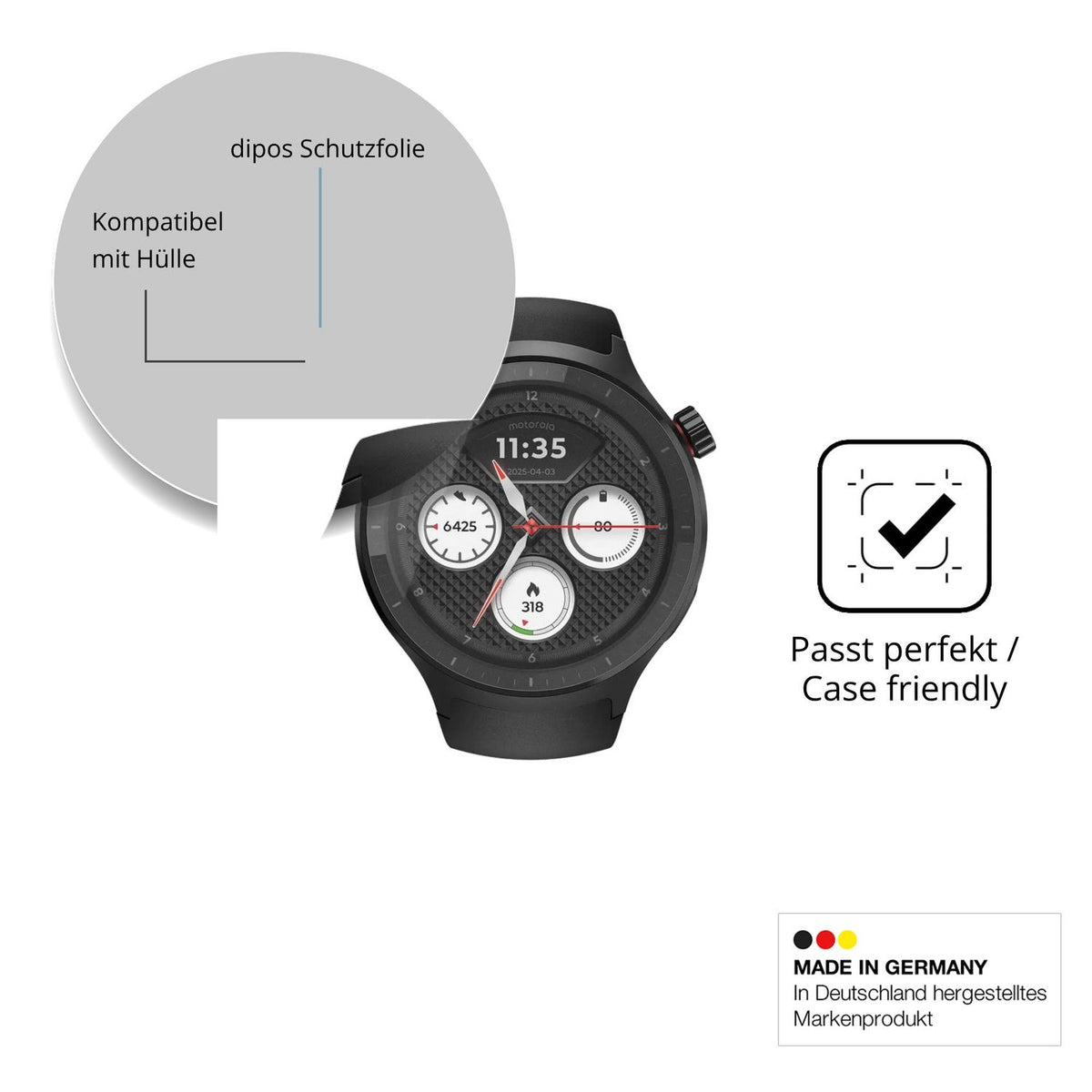 Schutzfolie mit optimaler Passform, zur Verwendung mit Hüllen geeignet