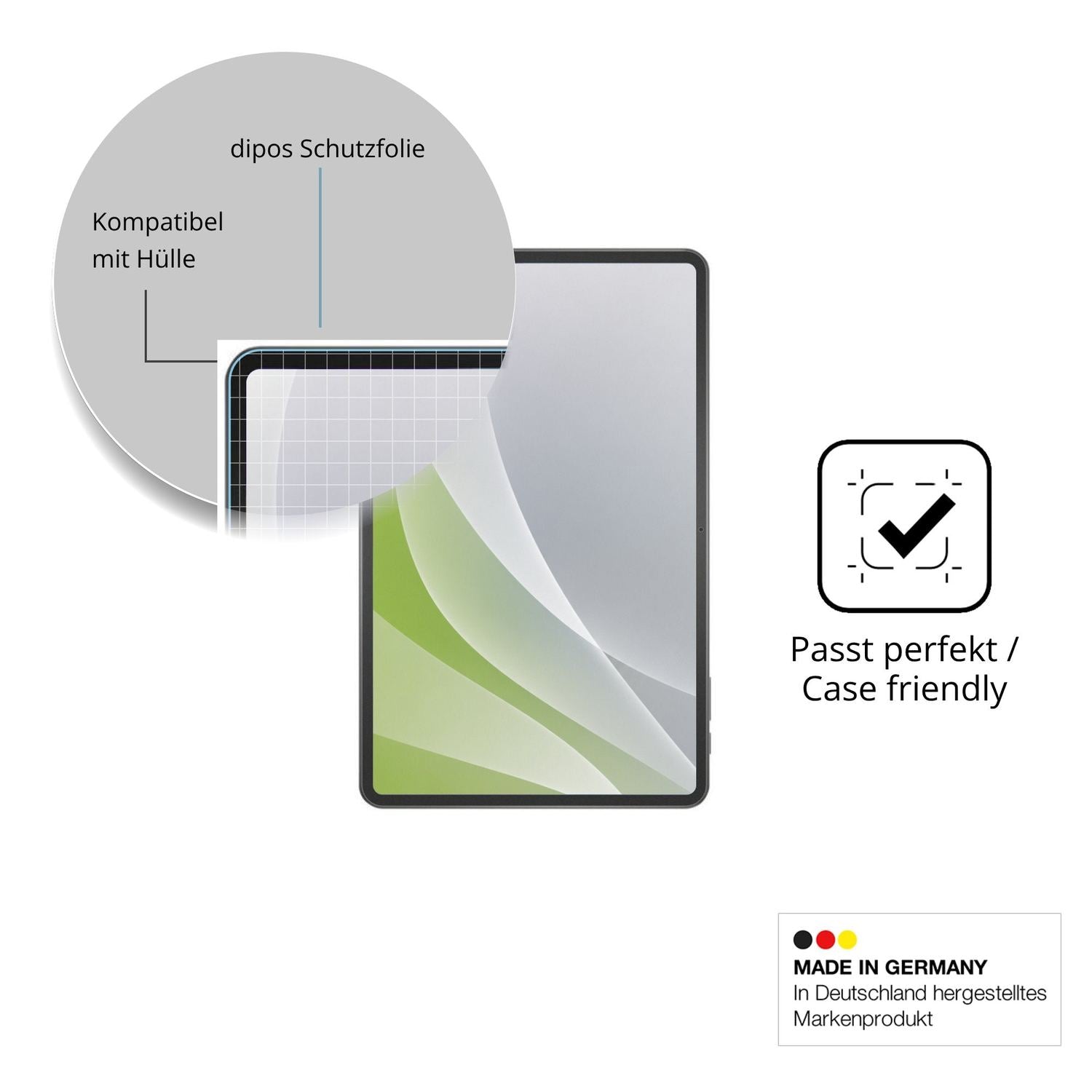 Schutzfolie mit optimaler Passform, zur Verwendung mit Hüllen geeignet