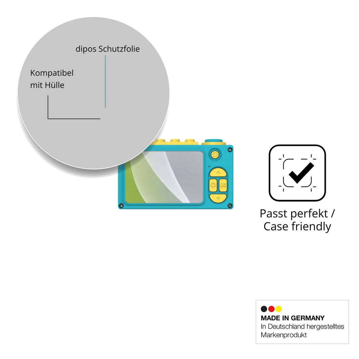 Schutzfolie mit optimaler Passform, zur Verwendung mit Hüllen geeignet