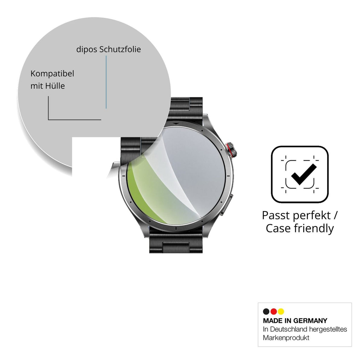 Schutzfolie mit optimaler Passform, zur Verwendung mit Hüllen geeignet