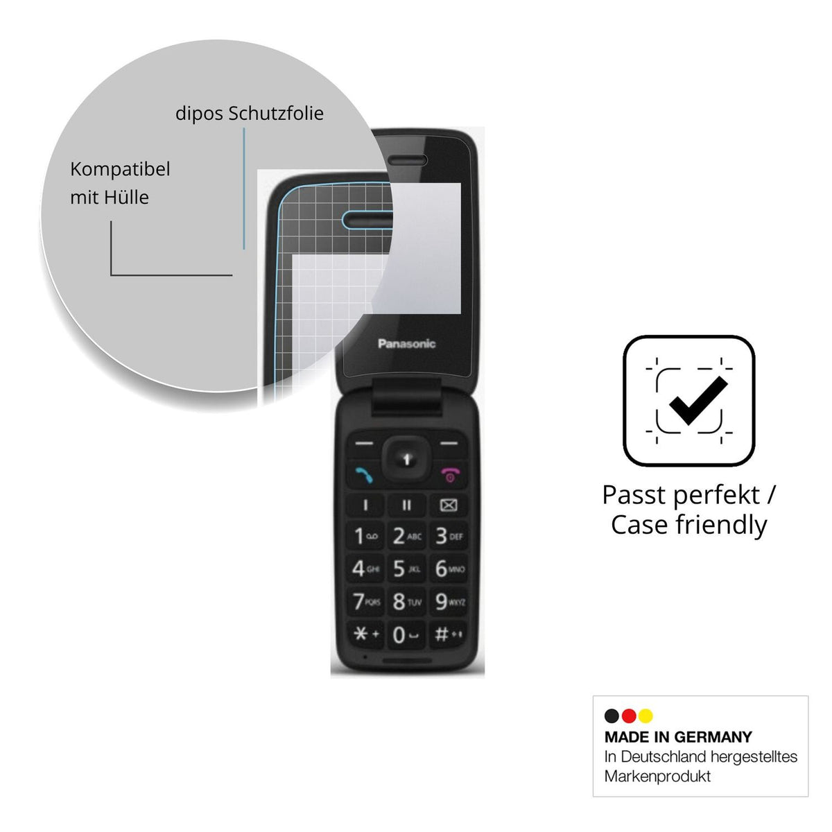 Schutzfolie mit optimaler Passform, zur Verwendung mit Hüllen geeignet
