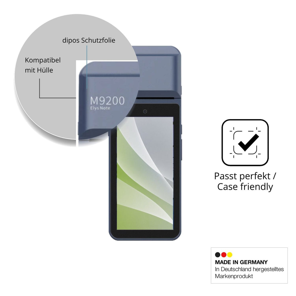 Schutzfolie mit optimaler Passform, zur Verwendung mit Hüllen geeignet
