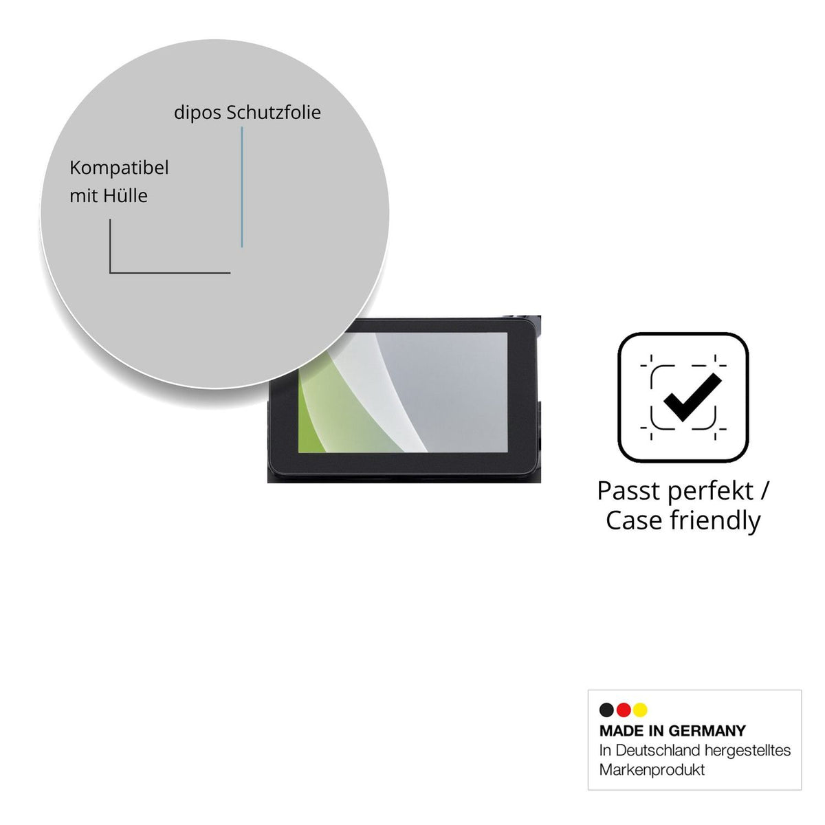 Schutzfolie mit optimaler Passform, zur Verwendung mit Hüllen geeignet