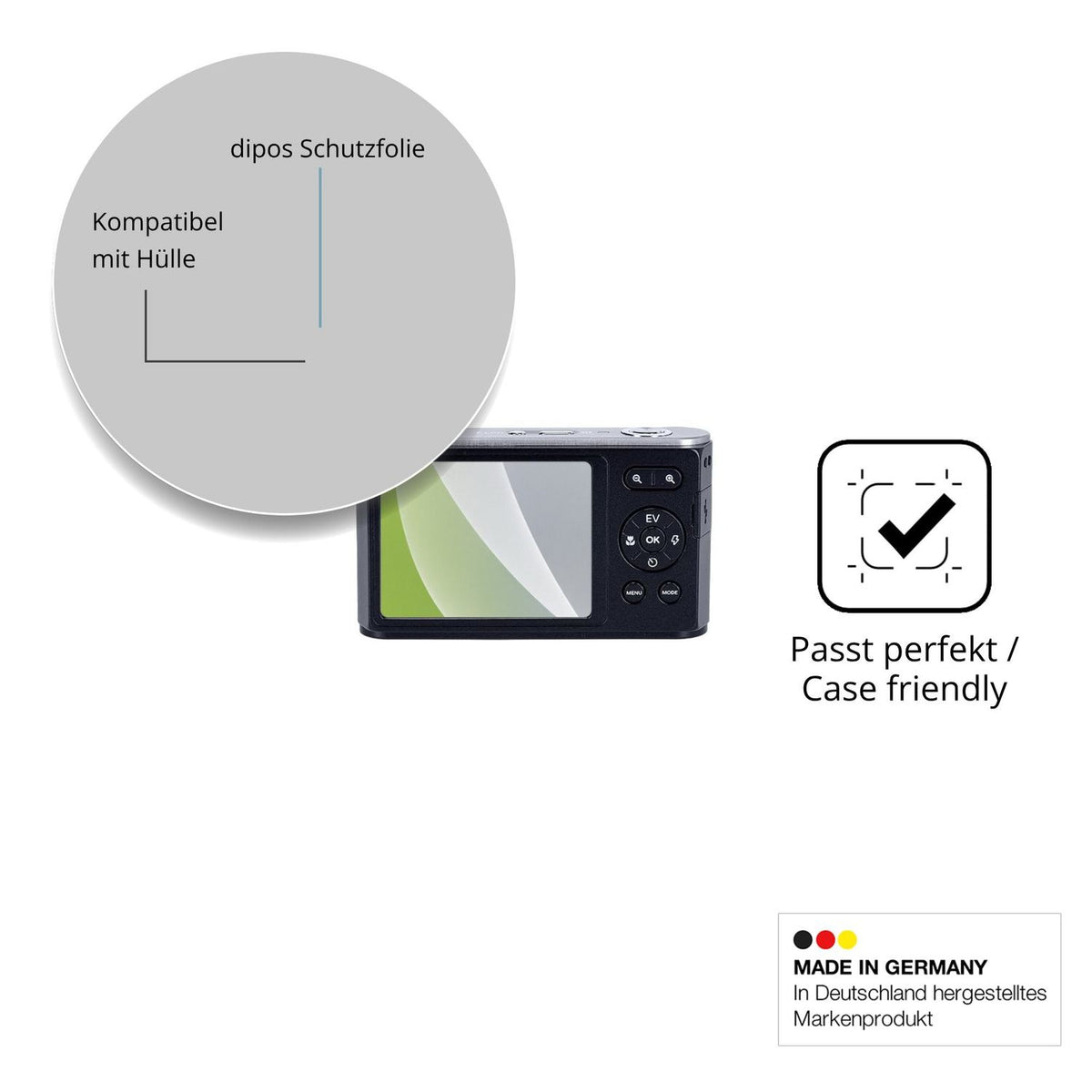 Schutzfolie mit optimaler Passform, zur Verwendung mit Hüllen geeignet