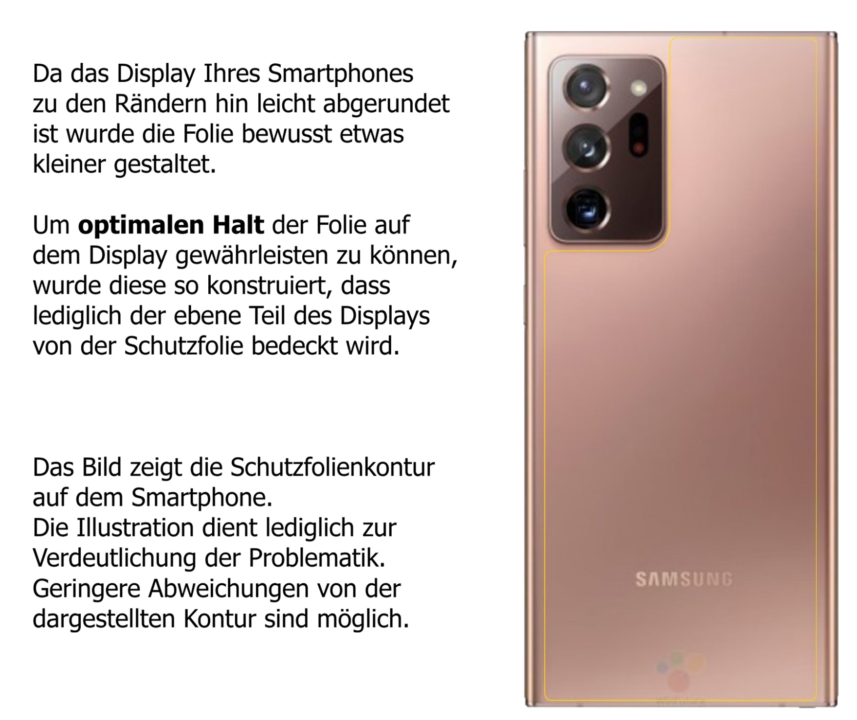Schutzfolie mit optimaler Passform, zur Verwendung mit Hüllen geeignet