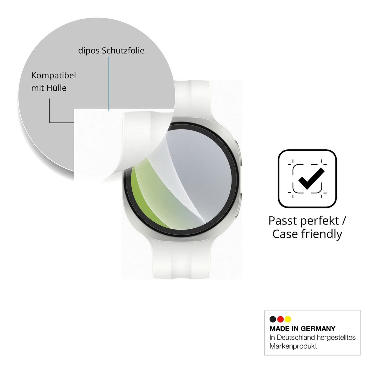 Schutzfolie mit optimaler Passform, zur Verwendung mit Hüllen geeignet