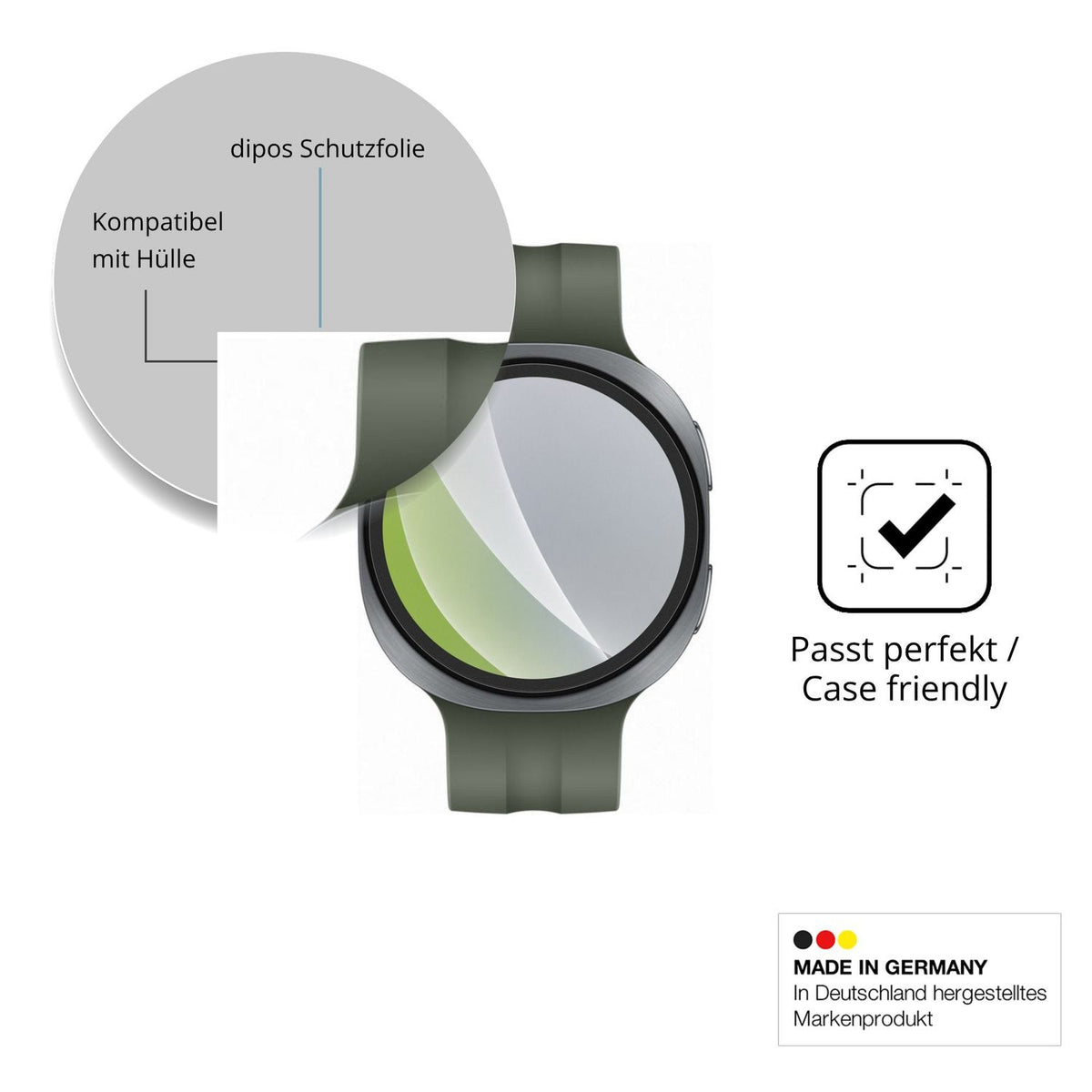 Schutzfolie mit optimaler Passform, zur Verwendung mit Hüllen geeignet