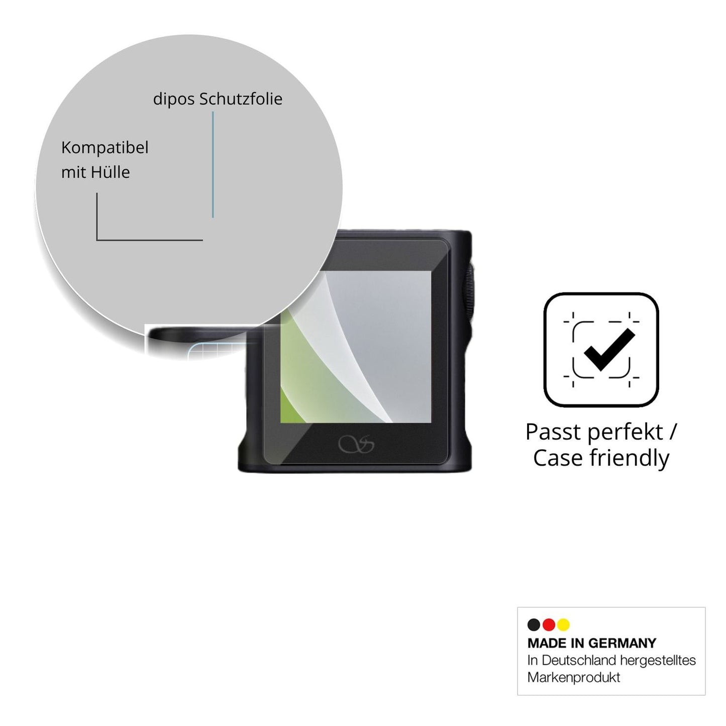 Schutzfolie mit optimaler Passform, zur Verwendung mit Hüllen geeignet