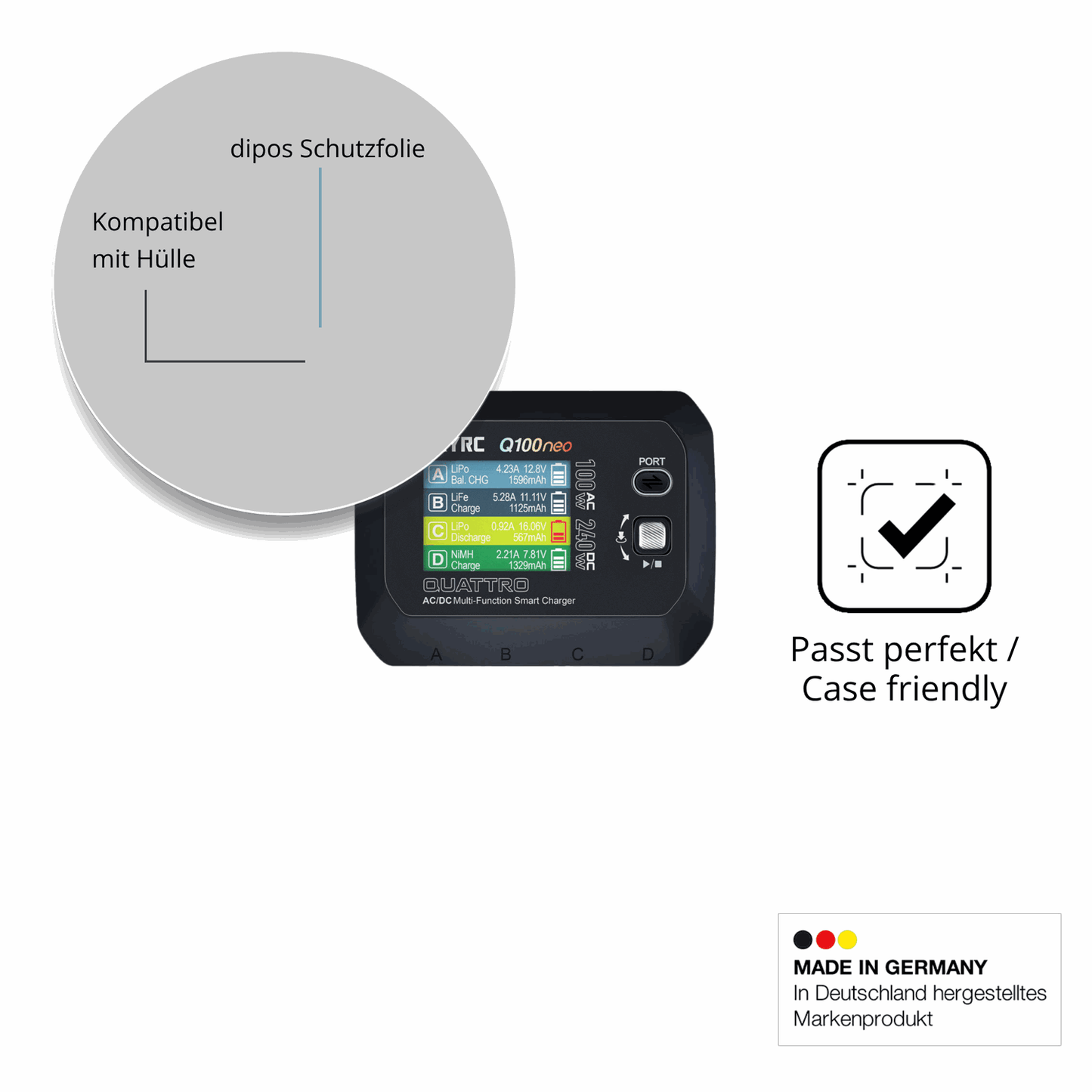 Schutzfolie mit optimaler Passform, zur Verwendung mit Hüllen geeignet