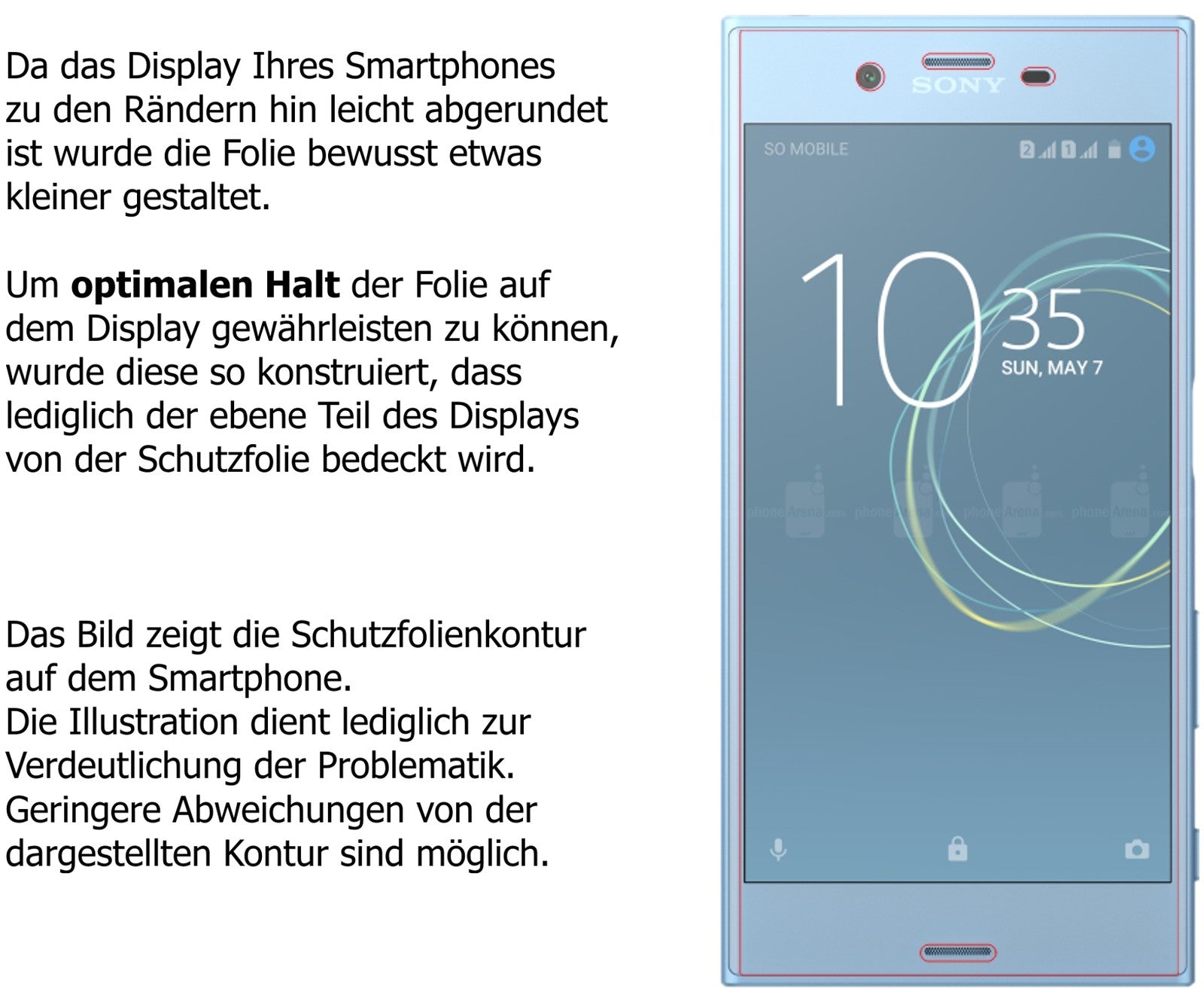 Schutzfolie mit optimaler Passform, zur Verwendung mit Hüllen geeignet