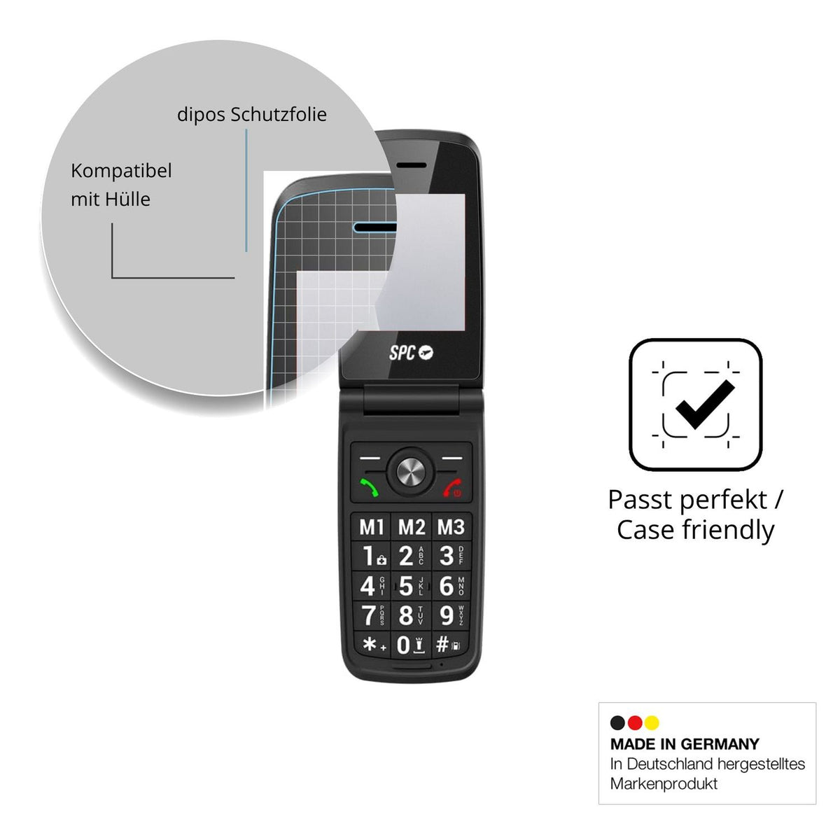 Schutzfolie mit optimaler Passform, zur Verwendung mit Hüllen geeignet