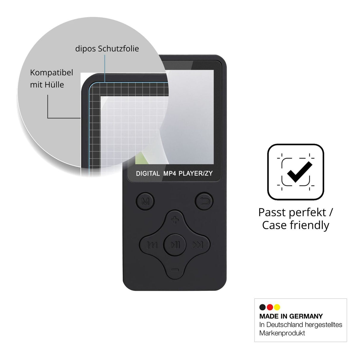 Schutzfolie mit optimaler Passform, zur Verwendung mit Hüllen geeignet