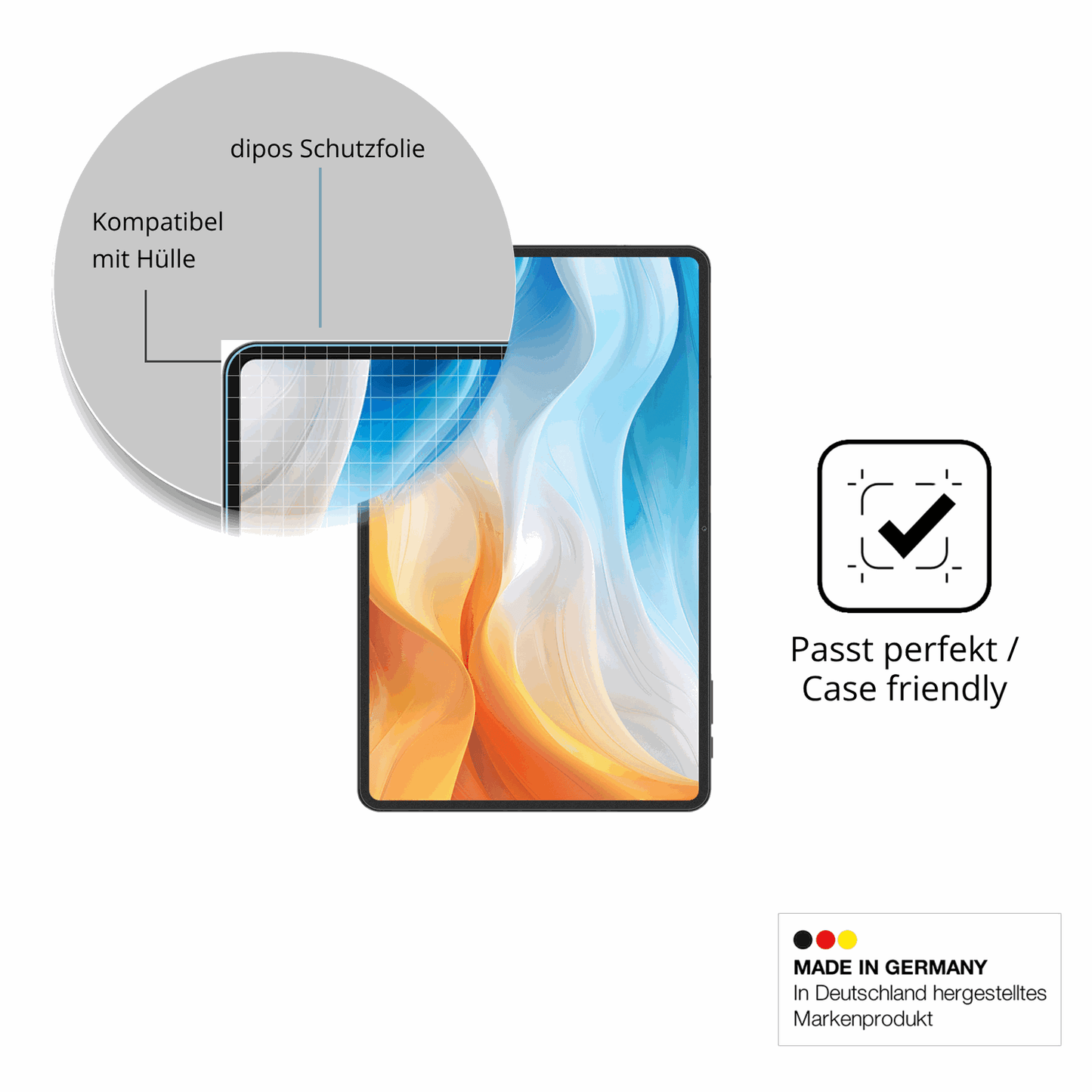 Schutzfolie mit optimaler Passform, zur Verwendung mit H�llen geeignet