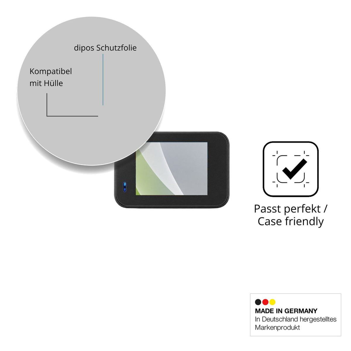 Schutzfolie mit optimaler Passform, zur Verwendung mit Hüllen geeignet