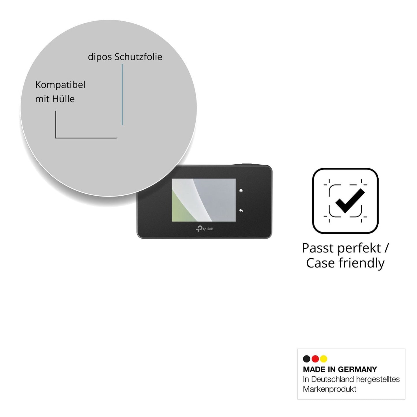 Schutzfolie mit optimaler Passform, zur Verwendung mit Hüllen geeignet