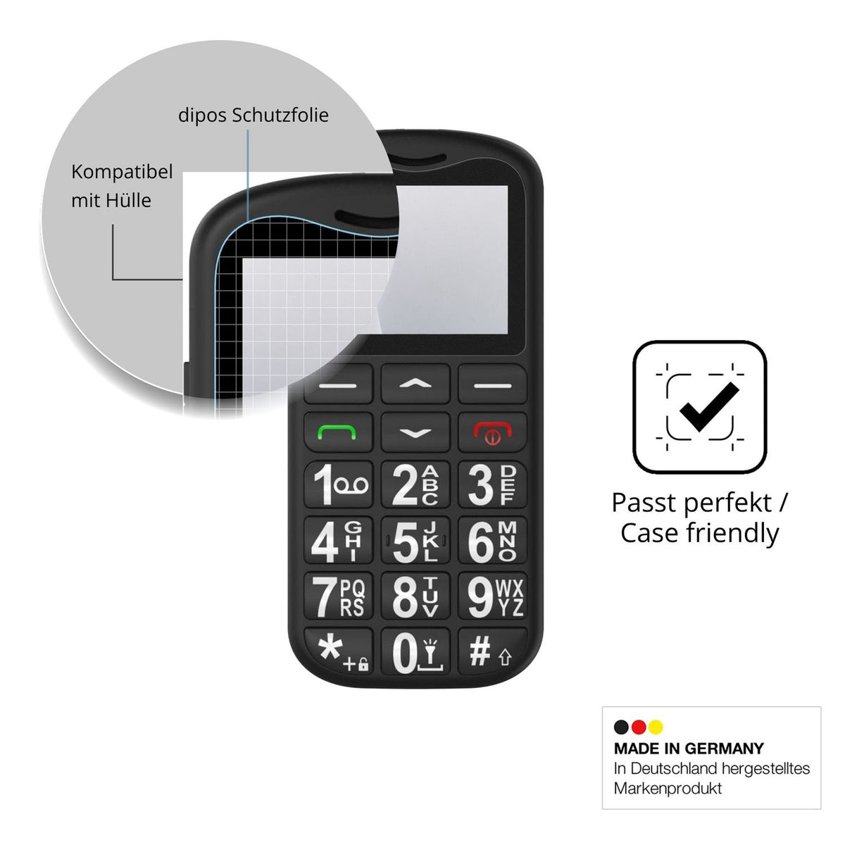 Schutzfolie mit optimaler Passform, zur Verwendung mit Hüllen geeignet