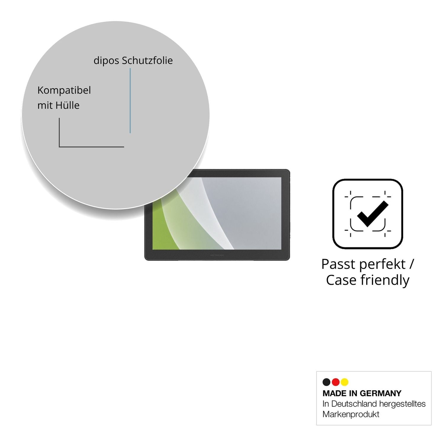 Schutzfolie mit optimaler Passform, zur Verwendung mit Hüllen geeignet