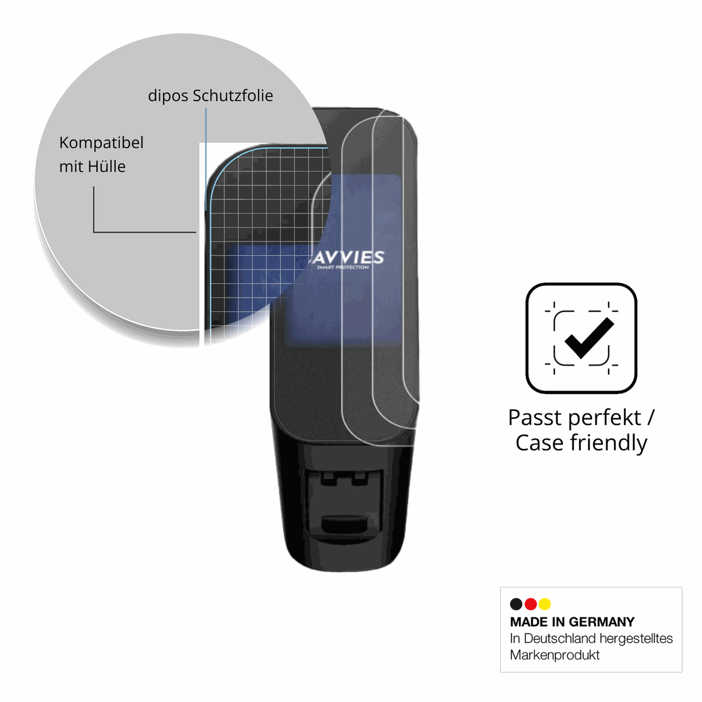 Schutzfolie mit optimaler Passform, zur Verwendung mit Hüllen geeignet