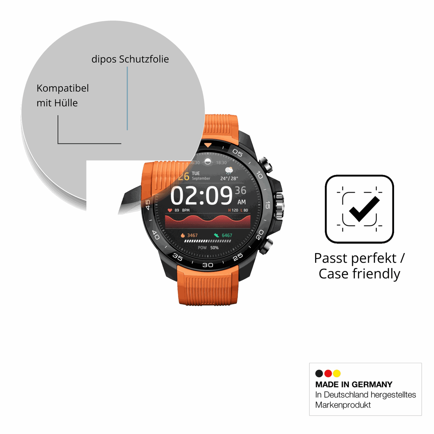 Schutzfolie mit optimaler Passform, zur Verwendung mit H�llen geeignet