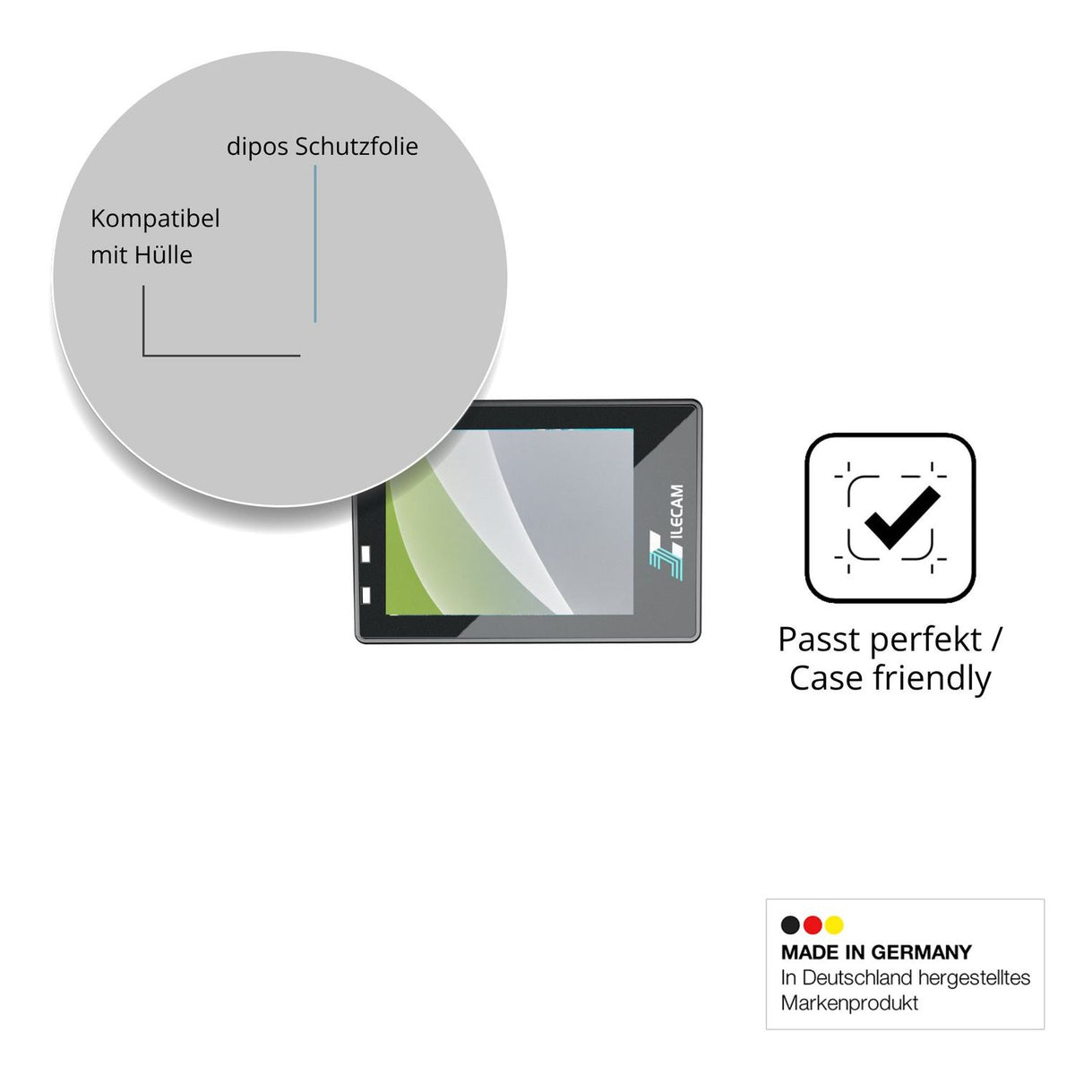 Schutzfolie mit optimaler Passform, zur Verwendung mit Hüllen geeignet
