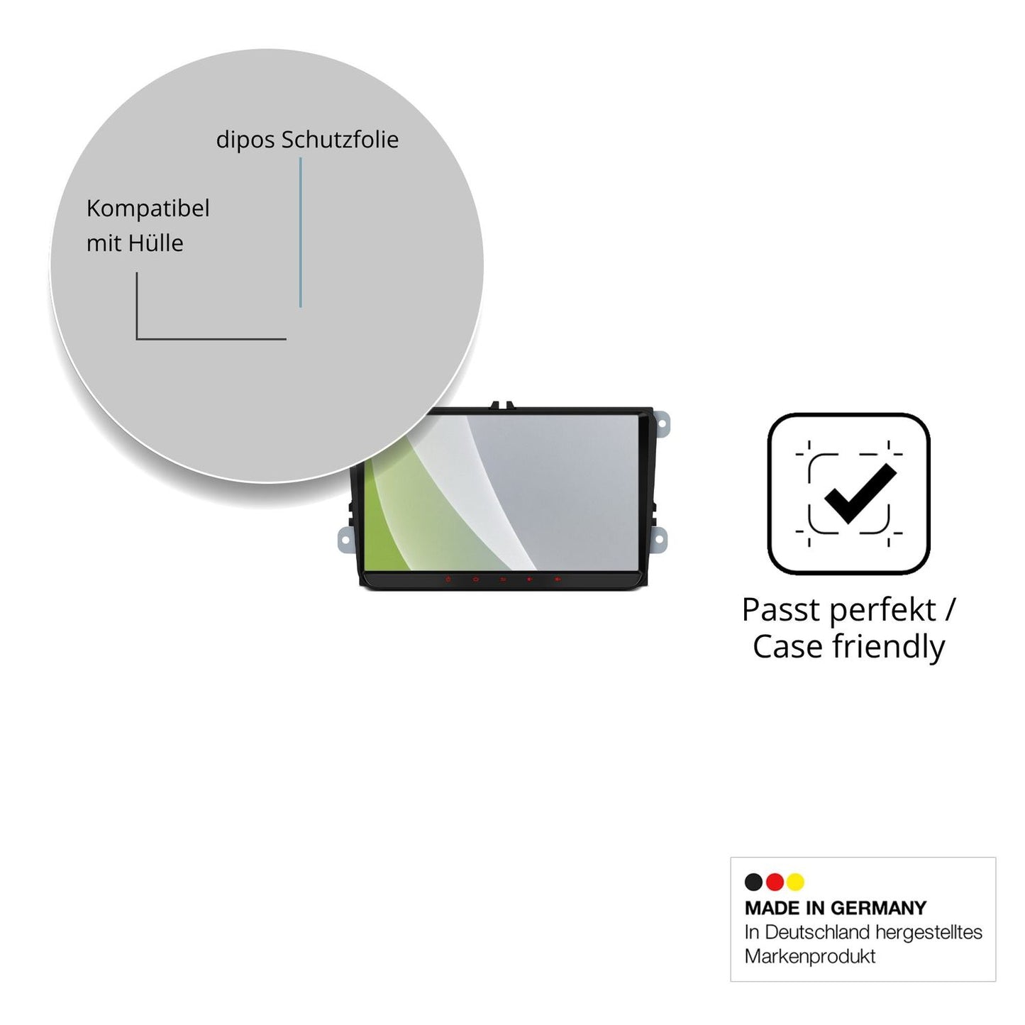 Schutzfolie mit optimaler Passform, zur Verwendung mit Hüllen geeignet