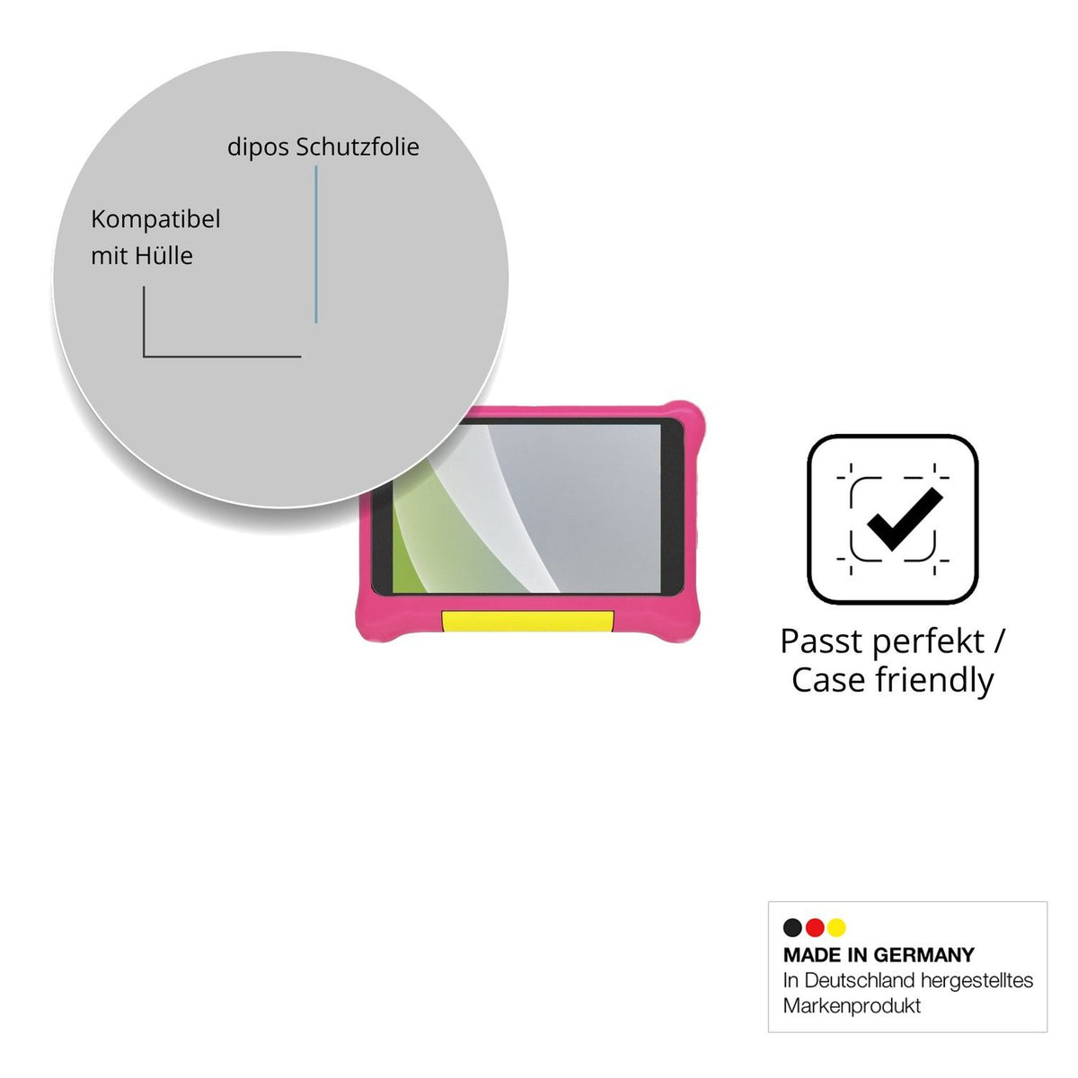 Schutzfolie mit optimaler Passform, zur Verwendung mit Hüllen geeignet