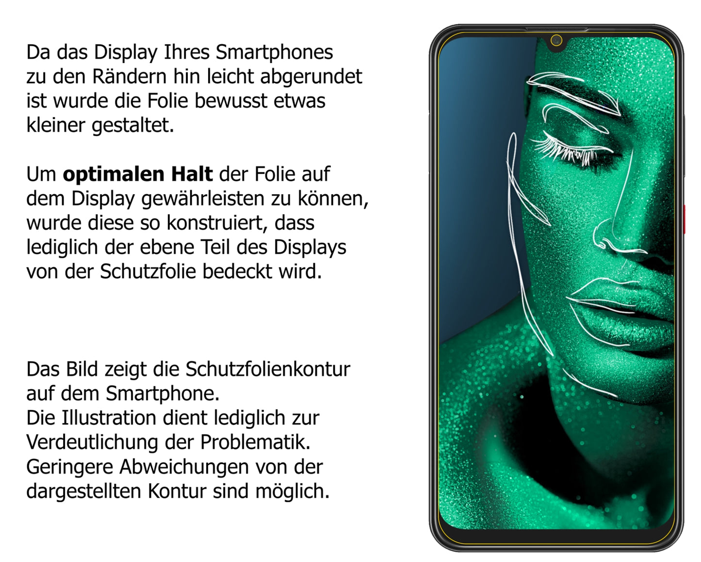 Schutzfolie mit optimaler Passform, zur Verwendung mit Hüllen geeignet