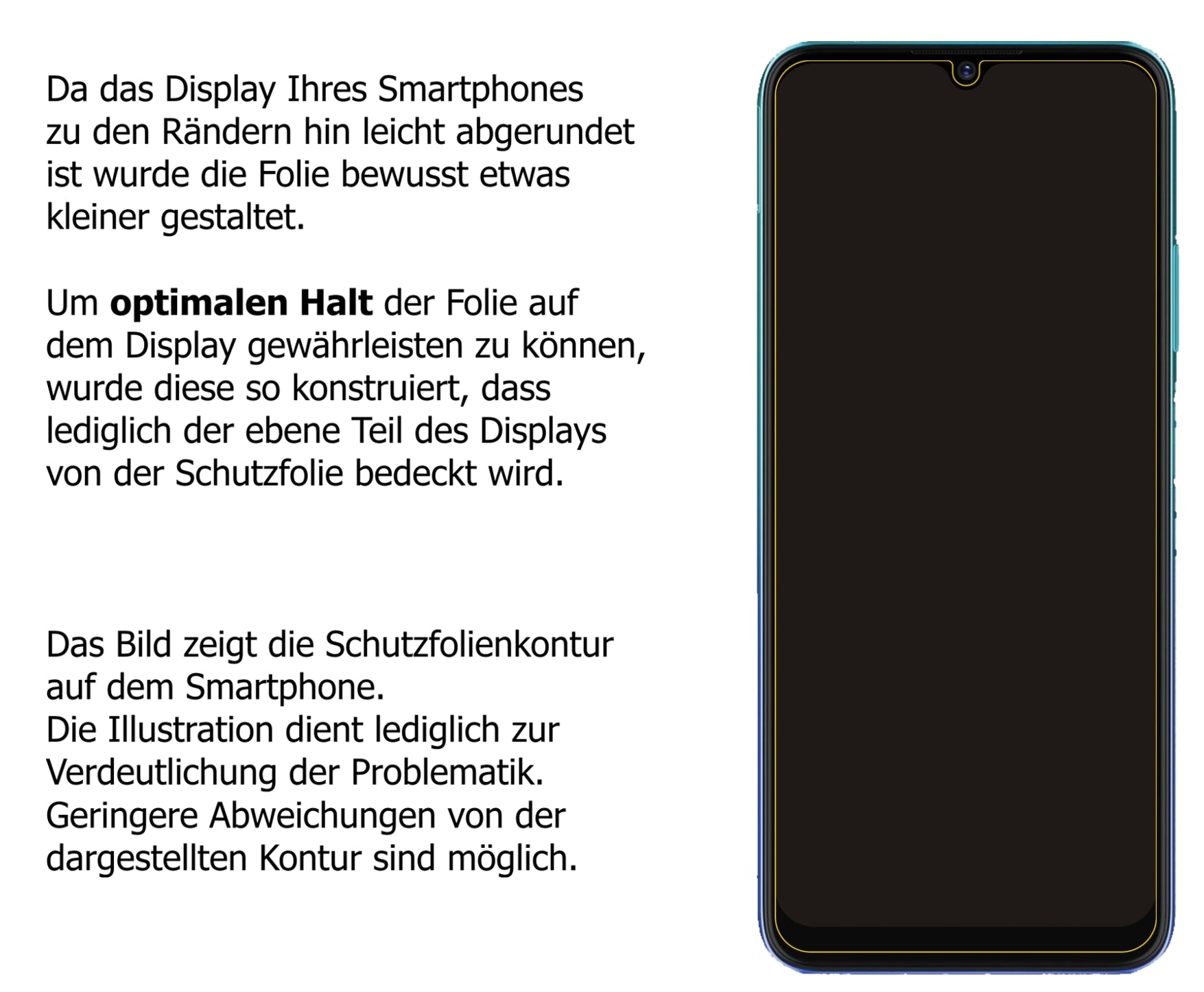 Schutzfolie mit optimaler Passform, zur Verwendung mit Hüllen geeignet