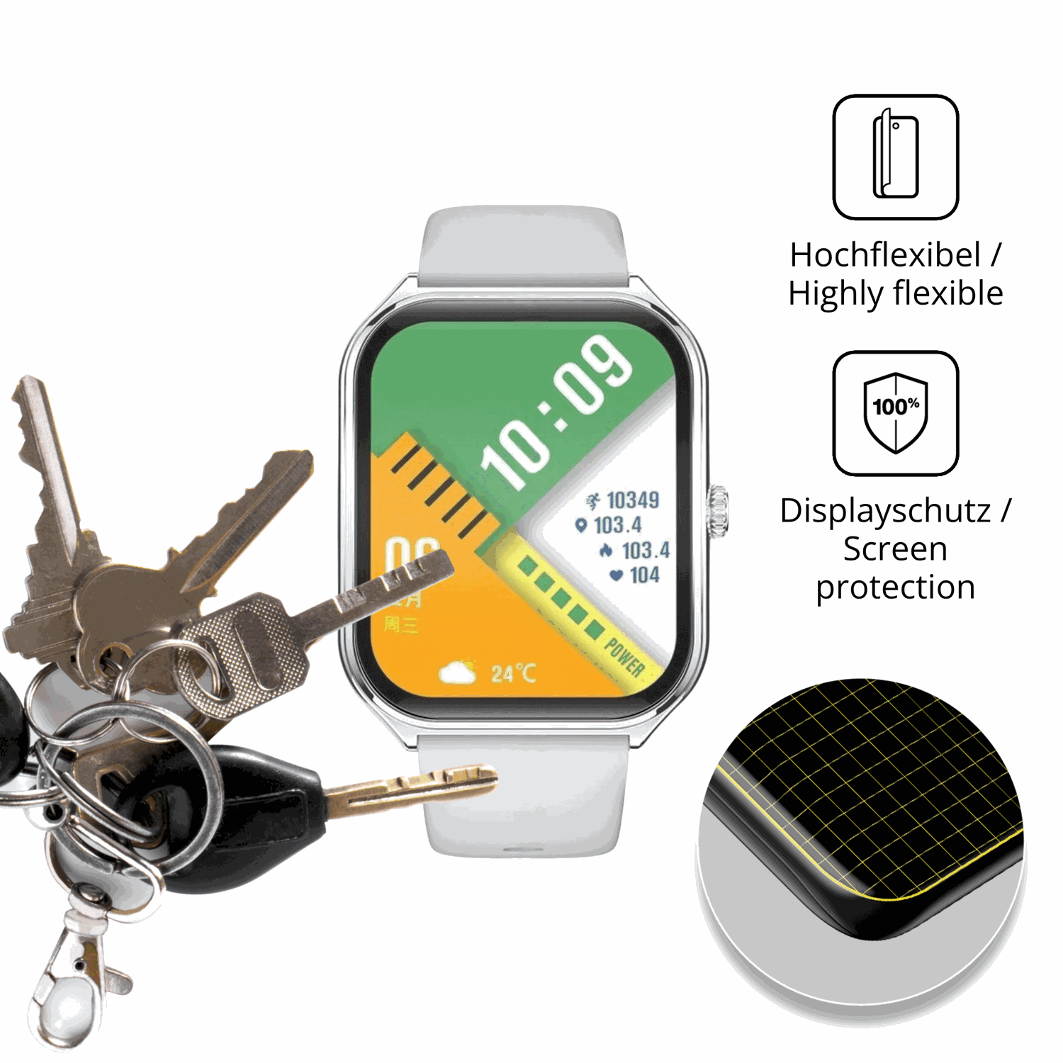 dipos Displayschutz f�r MaxCom FW74, transparente Oberfl�che, perfekte Passform auch f�r die Rundungen