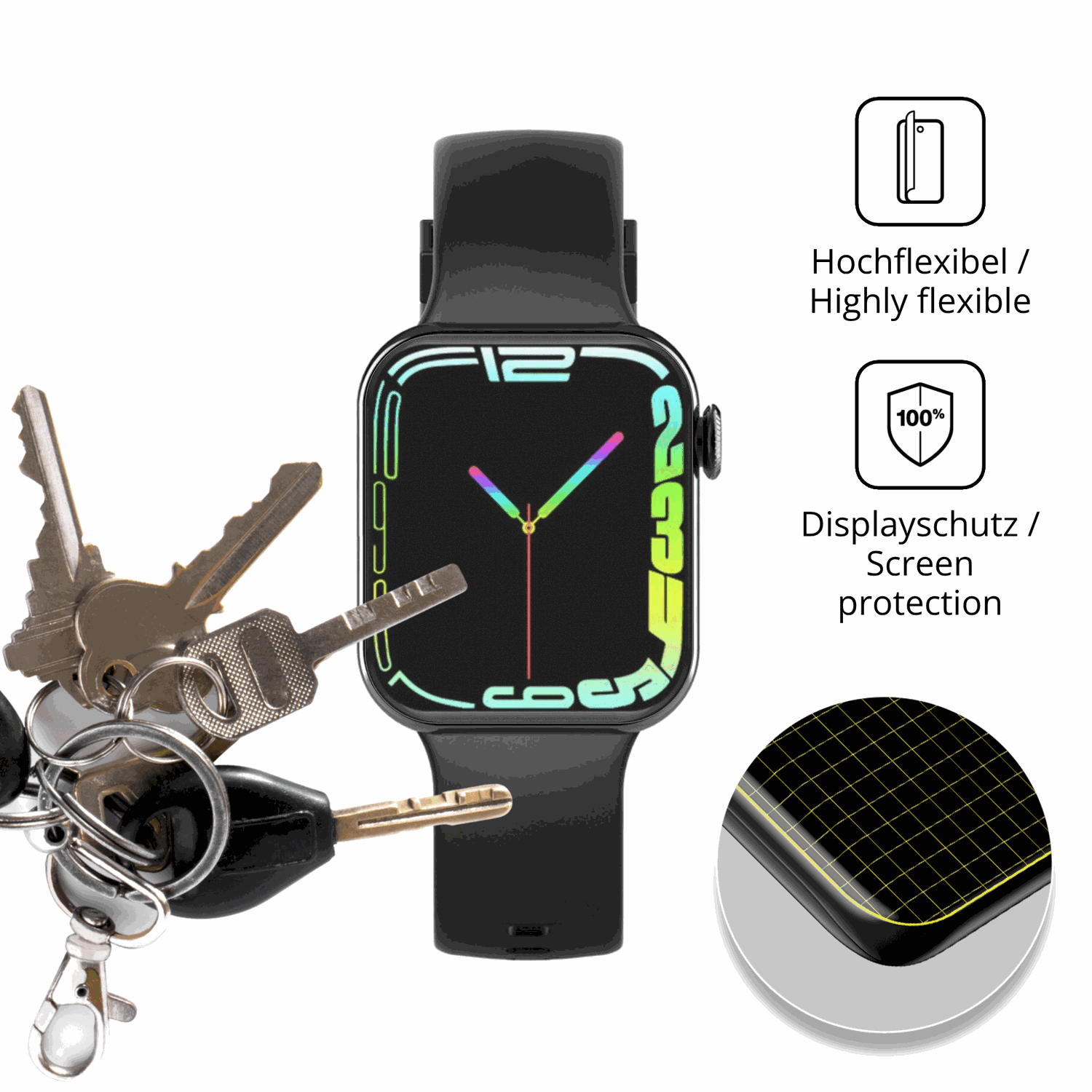 dipos Displayschutz für MaxCom FW26 Oxygen Pro, transparente Oberfläche, perfekte Passform auch für die Rundungen