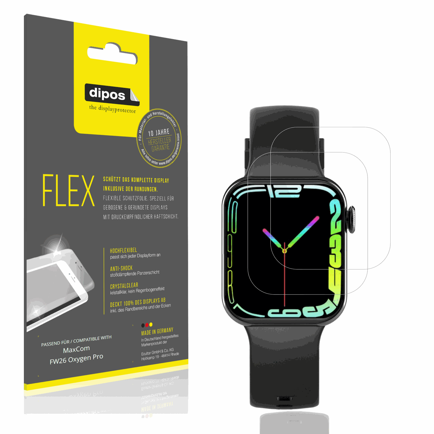 Klare Displayschutzfolie von dipos passend für MaxCom FW26 Oxygen Pro, 100% Displayabdeckung und blasenfreie Montage