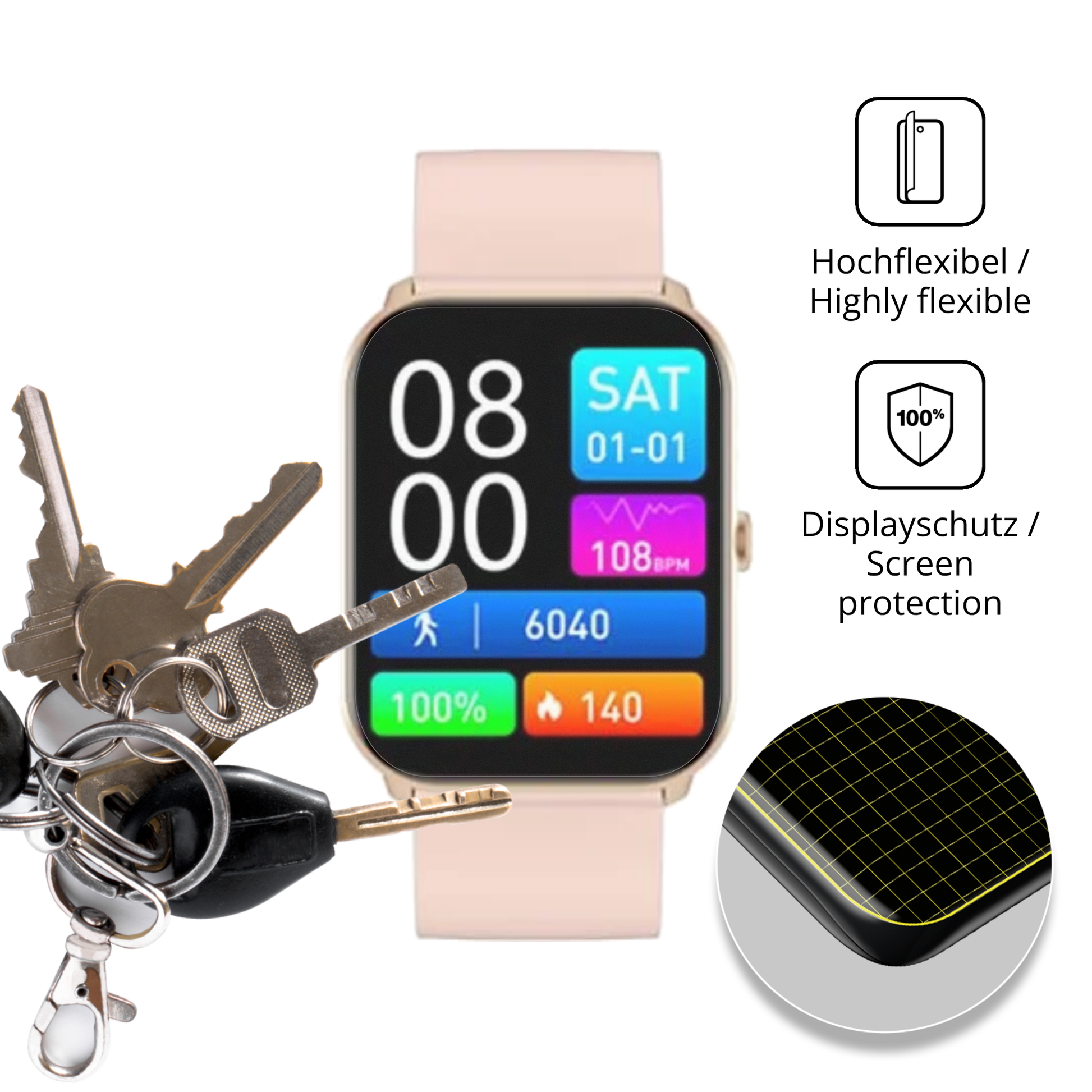 dipos Displayschutz für MaxCom FW36, transparente Oberfläche, perfekte Passform auch für die Rundungen