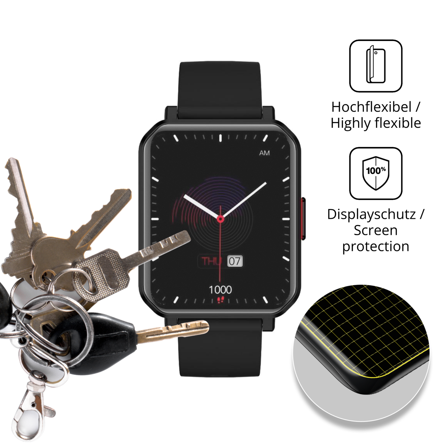 dipos Displayschutz für MaxCom FW56 Carbon Pro, transparente Oberfläche, perfekte Passform auch für die Rundungen