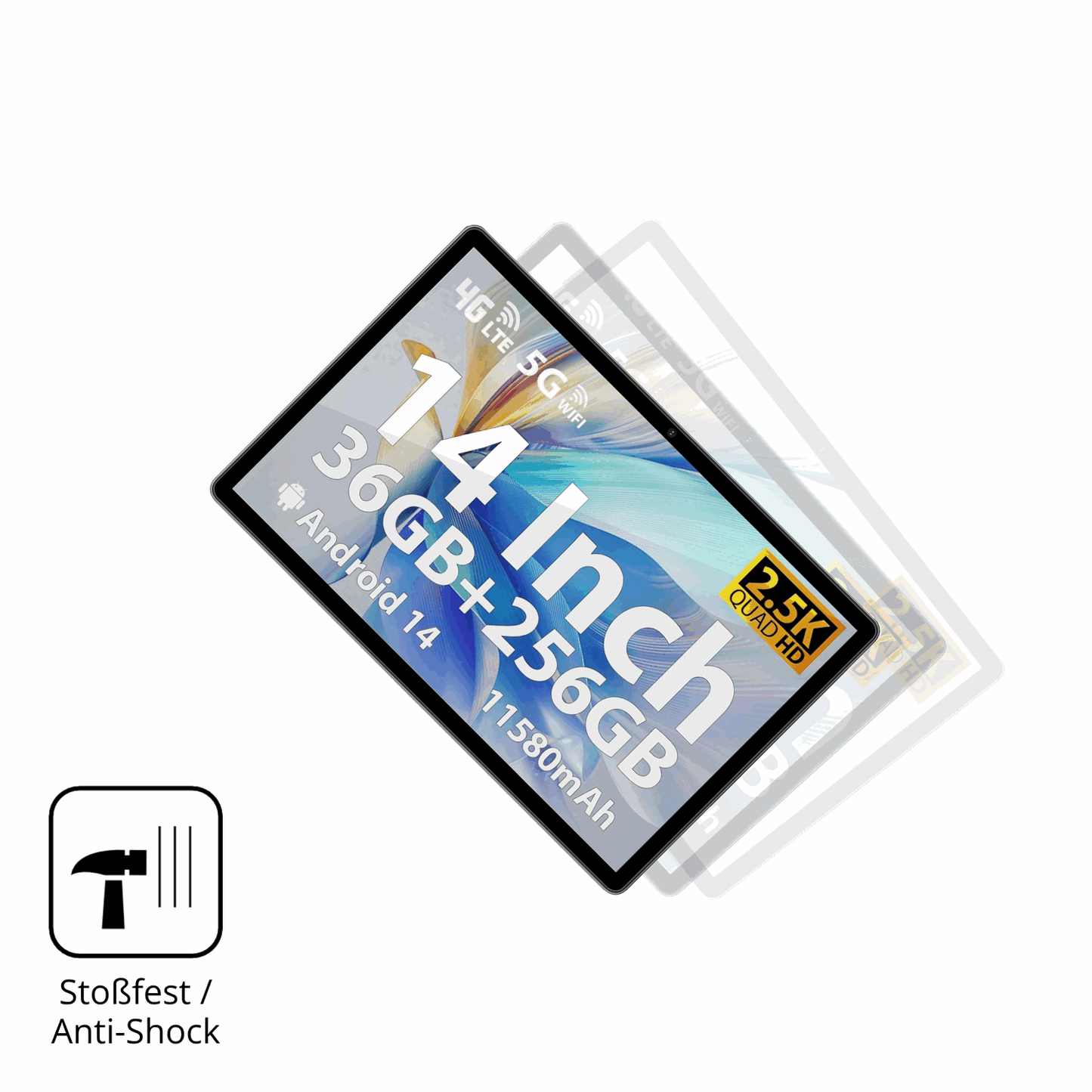 Schutz gegen Kratzer auf dem MAXLEGEN Tablet 14 Zoll Glas durch Schlüssel, Stöße gegen die Tischkante oder Stürze