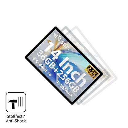 Schutz gegen Kratzer auf dem MAXLEGEN Tablet 14 Zoll Glas durch Schlüssel, Stöße gegen die Tischkante oder Stürze