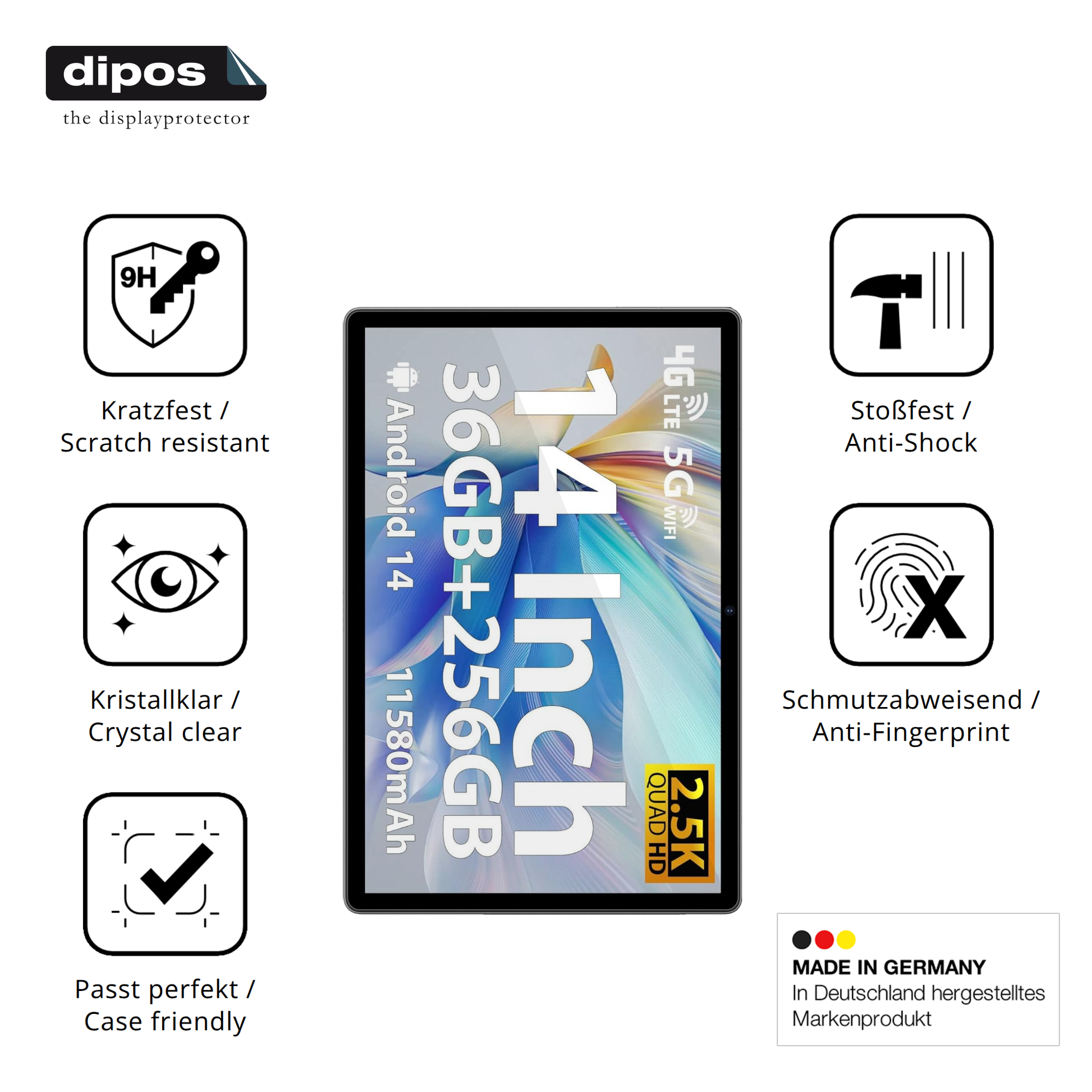 Displayschutz hergestellt in Deutschland, höchste Qualität made in Germany