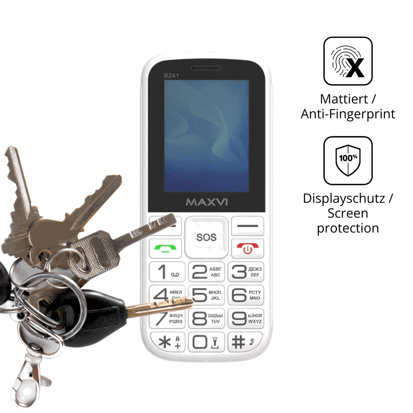 dipos Displayschutz für Maxvi B241, mattierte Oberfläche, Blickschutzfilter und perfekter Passform