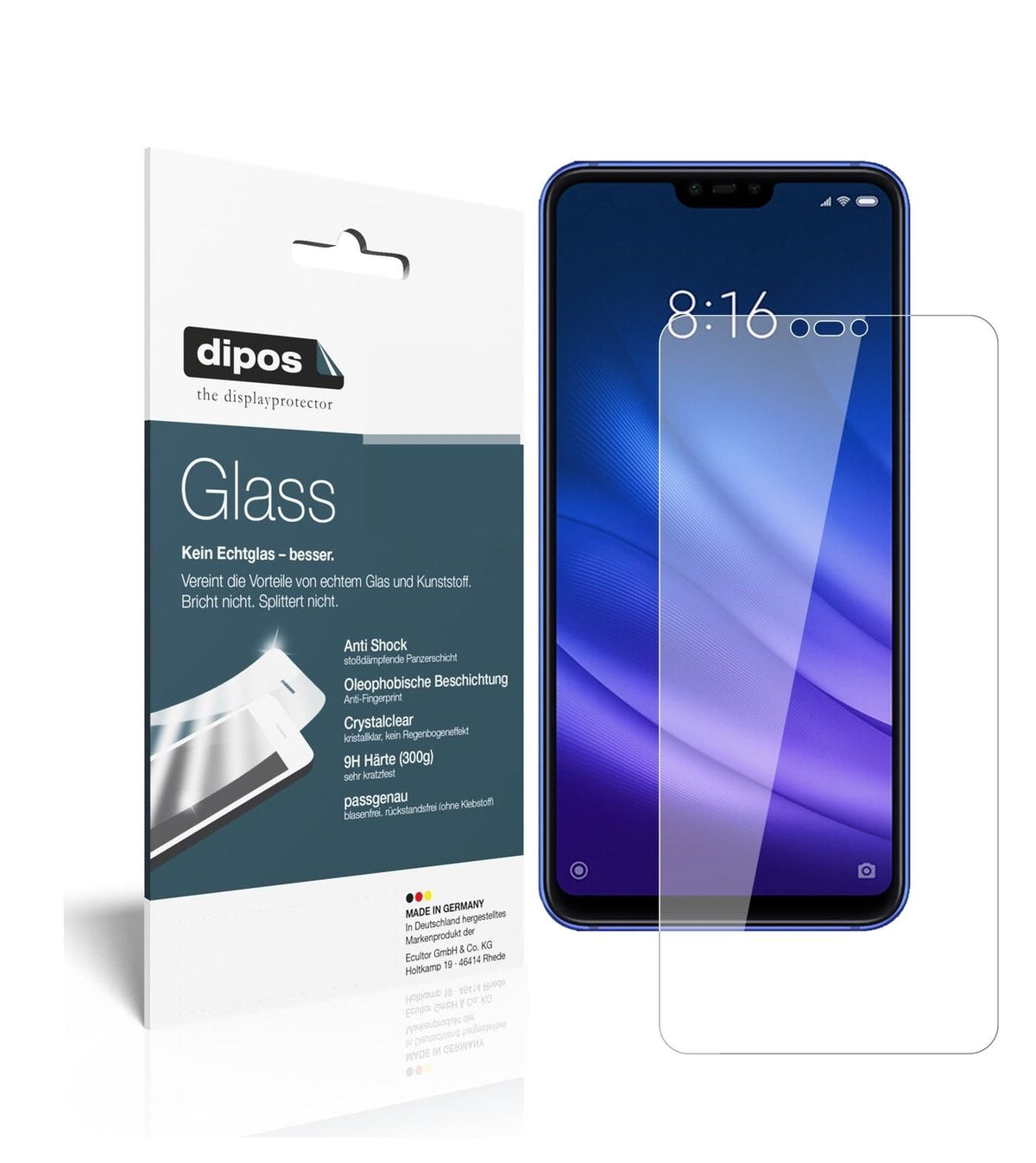1x 9H Schutzfolie für Xiaomi Mi 8 Lite Panzerfolie