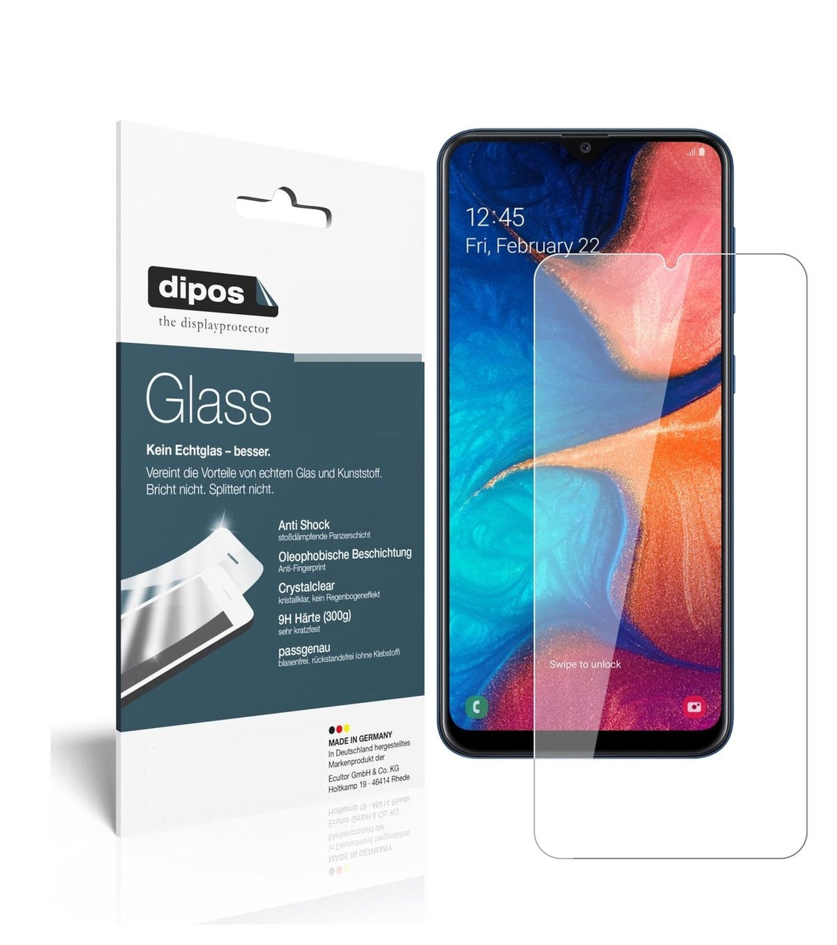 1x 9H Schutzfolie für Samsung Galaxy A20e Panzerfolie