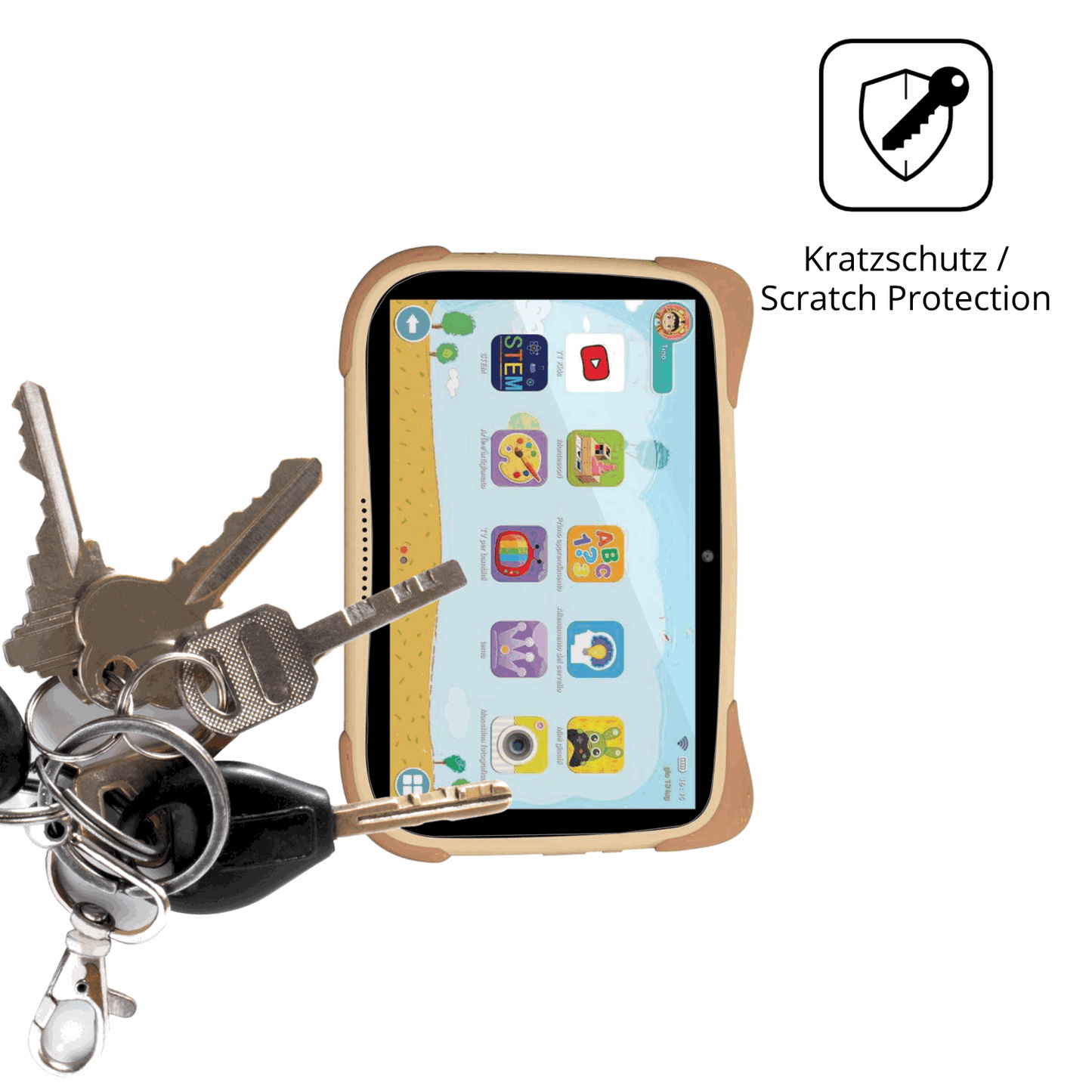 Schutz gegen Kratzer auf dem Mediacom Smart Kid 8 Glas durch Schlüssel oder Ähnliches