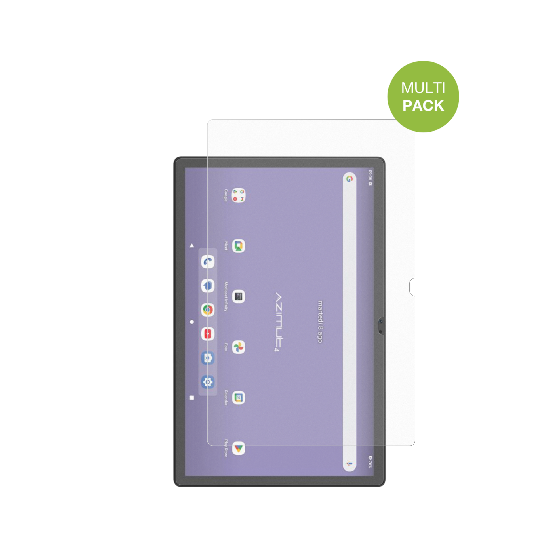 MediacomSmartPad Azimut 4 mit aufgebrachter dipos Displayschutzfolie, die lästige Fingerabdrücke minimiert
