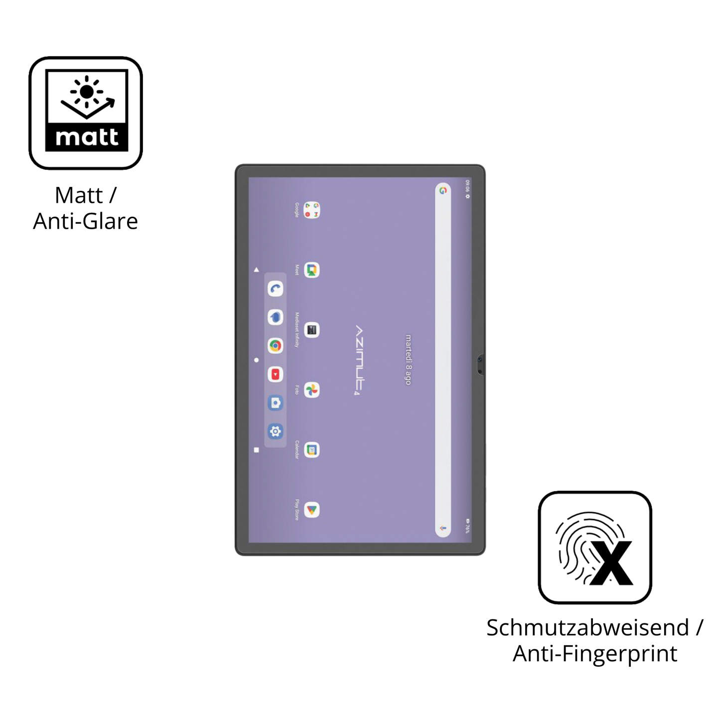 Dünne und entspiegelnde Folie passend zugeschnitten für Mediacom SmartPad Azimut 4