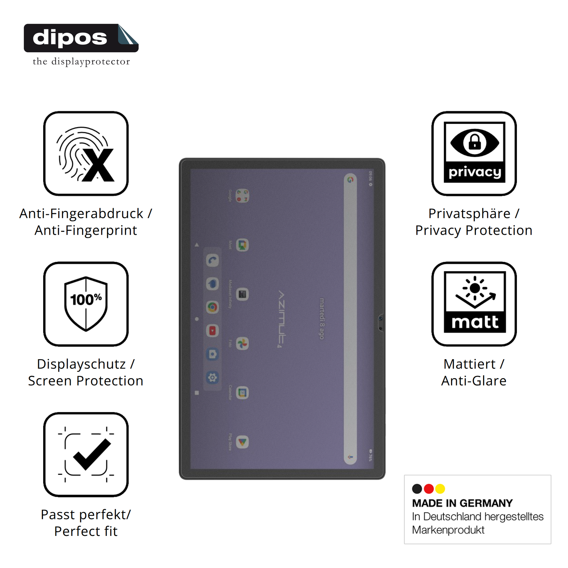 Privatsphäre-Schutz durch Sichtschutz-Folie passend zugeschnitten für Mediacom SmartPad Azimut 4