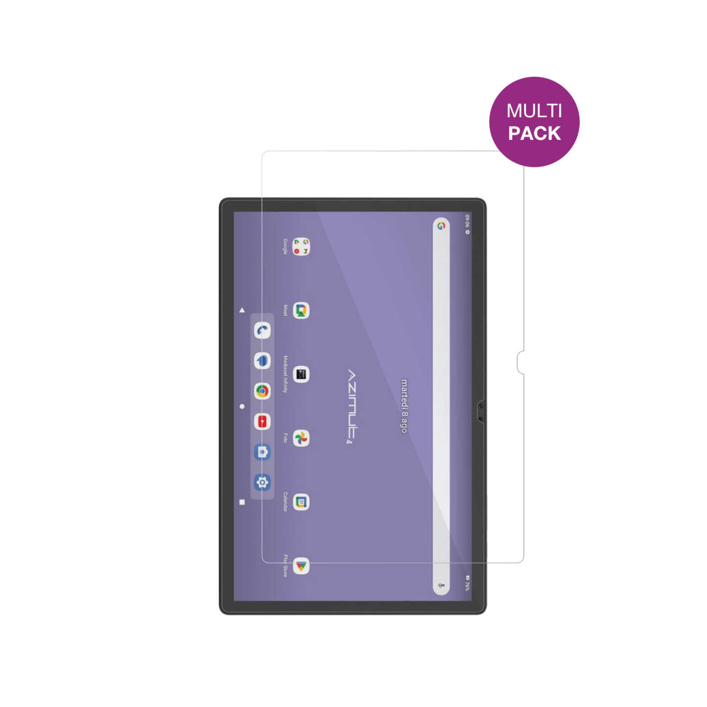 MediacomSmartPad Azimut 4 mit aufgebrachter dipos Displayschutzfolie, glasklare Darstellung ohne Einschränkungen