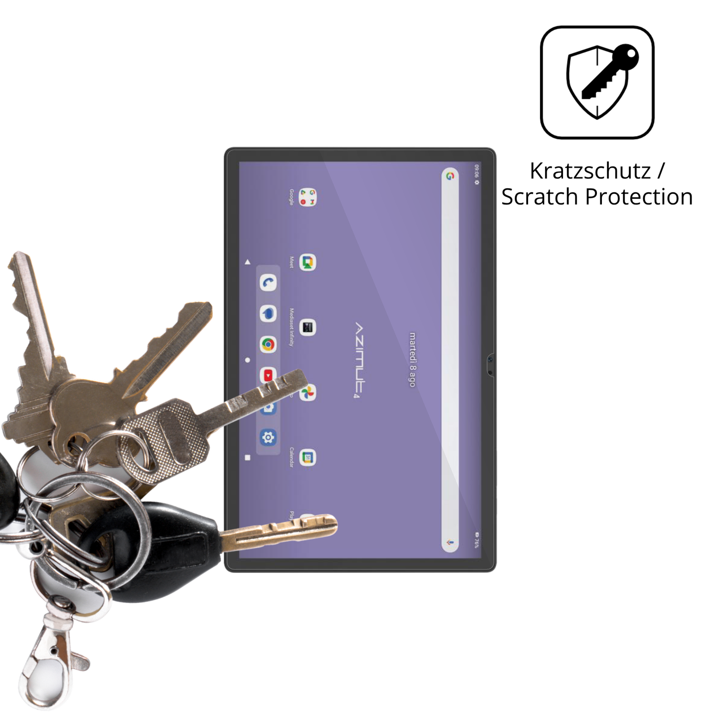 Schutz gegen Kratzer auf dem Mediacom SmartPad Azimut 4 Glas durch Schlüssel oder Ähnliches